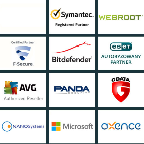 Kaspersky Symantec Norton Webroot F-Secure Bitdefender ESET AVG Panda G Data NanoSystems Microsoft Axence